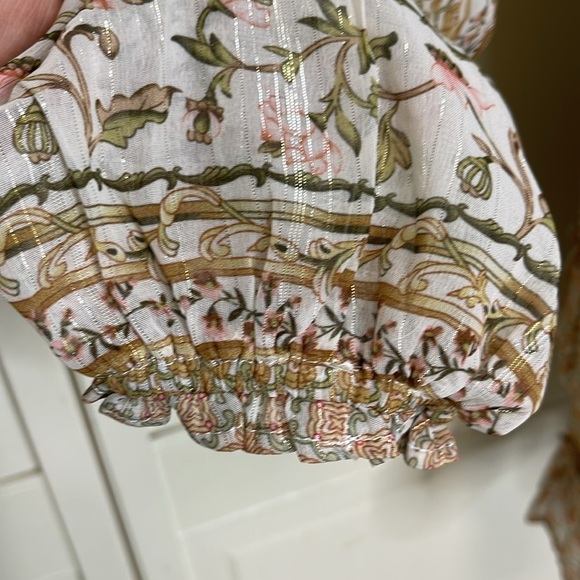 Koko & Mason Women’s Ivory Floral Print Long Sleeve Mini Dress Sz M Smocked NWT - Picture 5 of 13